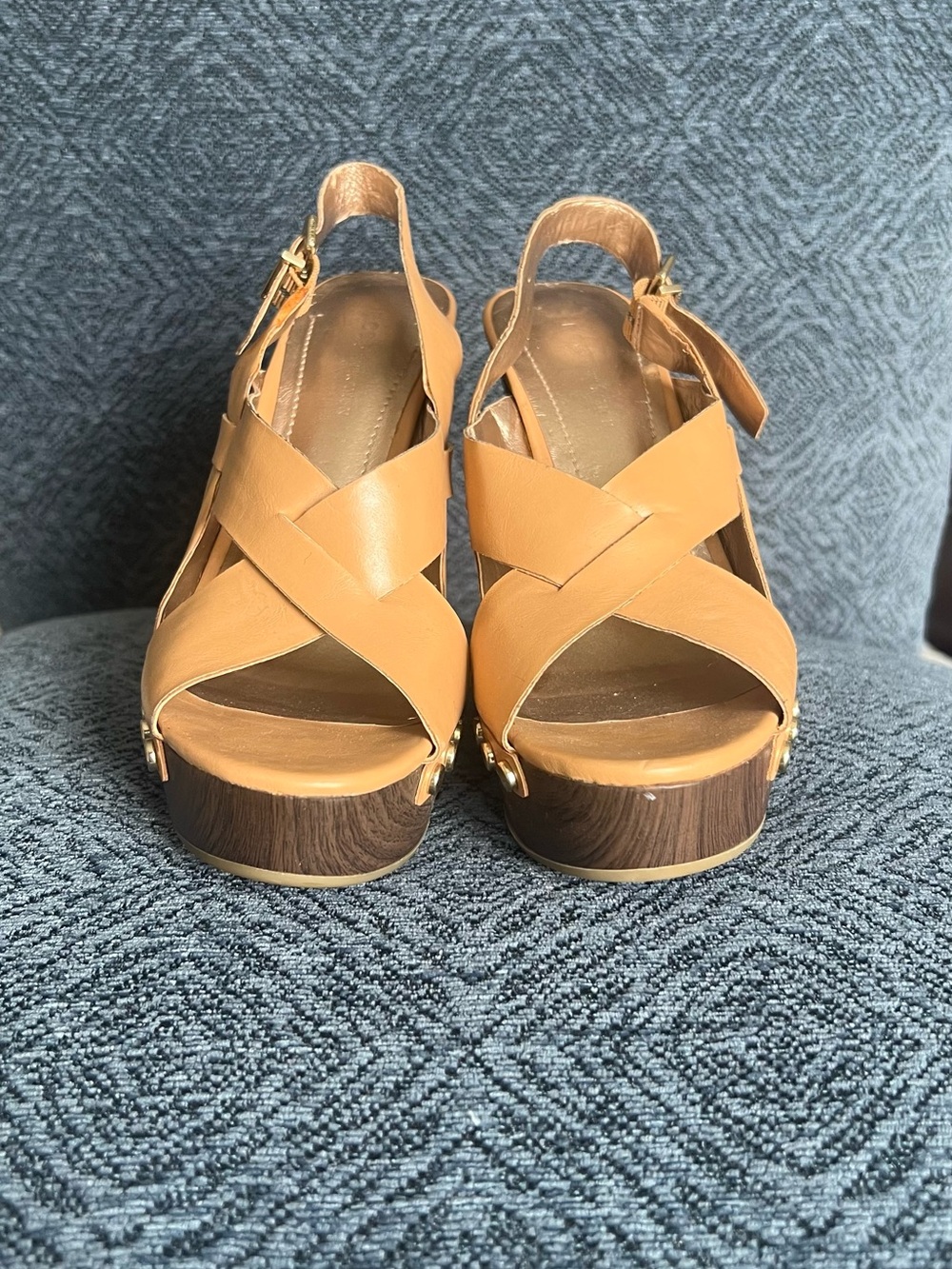 Beige BCBGMAXAZRIA Wedge Sandals.  Size 7 and cute as ever.